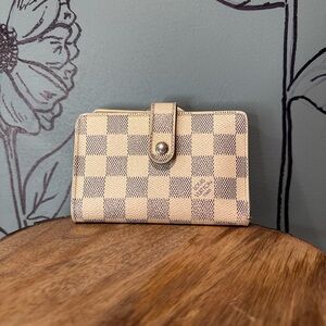 Louis Vuitton Damier Azur Check Mini Wallet - Cream & Blue